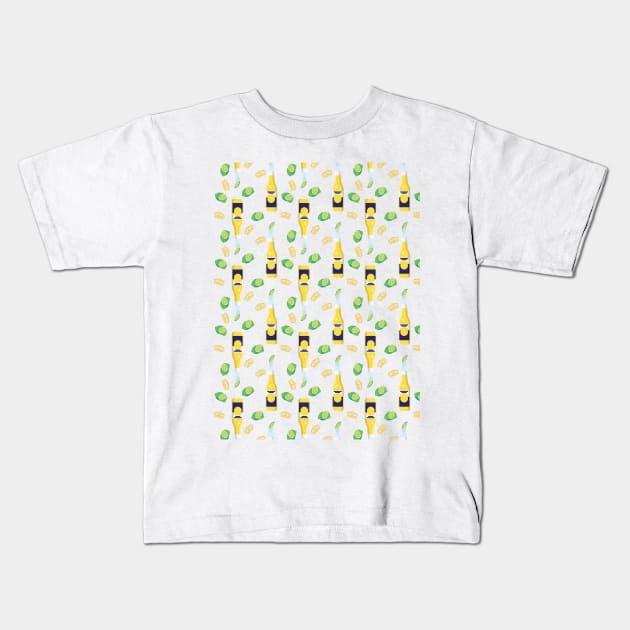 Corona Mexican Beer Crown and Lemon Pattern Kids T-Shirt by byfab